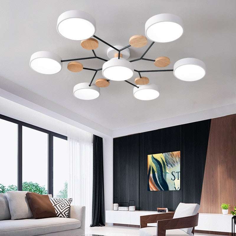 Plafonnier Semi-Encastré À Led De Style Scandinave Contemporain En Forme De Branche De Molécule Ronde Pour Le Salon