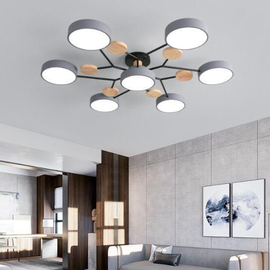 Plafonnier Semi-Encastré À Led De Style Scandinave Contemporain En Forme De Branche De Molécule Ronde Pour Le Salon