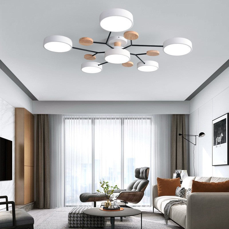 Plafonnier Semi-Encastré À Led De Style Scandinave Contemporain En Forme De Branche De Molécule Ronde Pour Le Salon