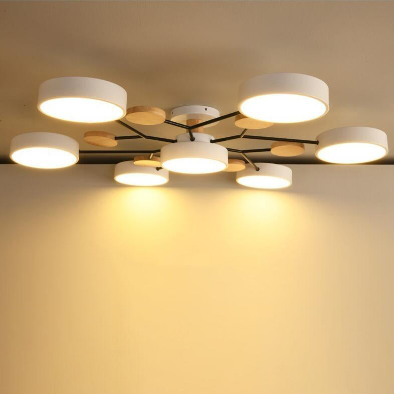 Plafonnier Semi-Encastré À Led De Style Scandinave Contemporain En Forme De Branche De Molécule Ronde Pour Le Salon