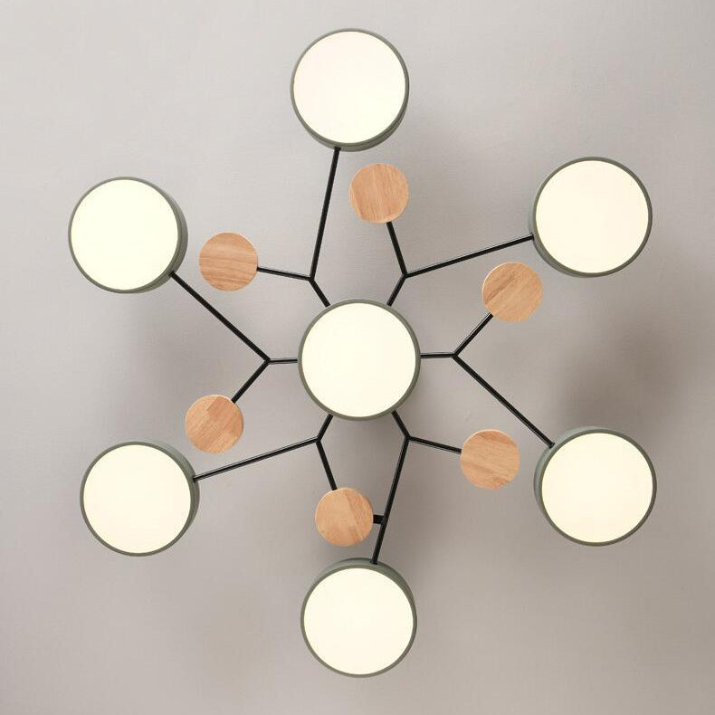 Plafonnier Semi-Encastré À Led De Style Scandinave Contemporain En Forme De Branche De Molécule Ronde Pour Le Salon