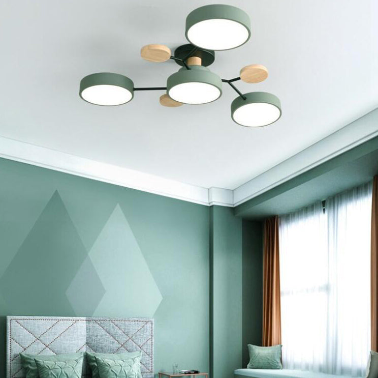 Plafonnier Semi-Encastré À Led De Style Scandinave Contemporain En Forme De Branche De Molécule Ronde Pour Le Salon