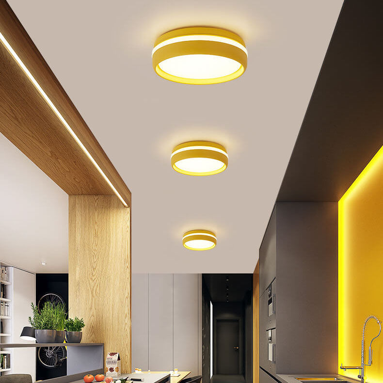 Plafonnier Led Encastré Rond Créatif En Fer Macaron