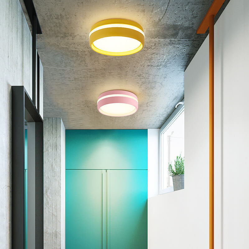 Plafonnier Led Encastré Rond Créatif En Fer Macaron