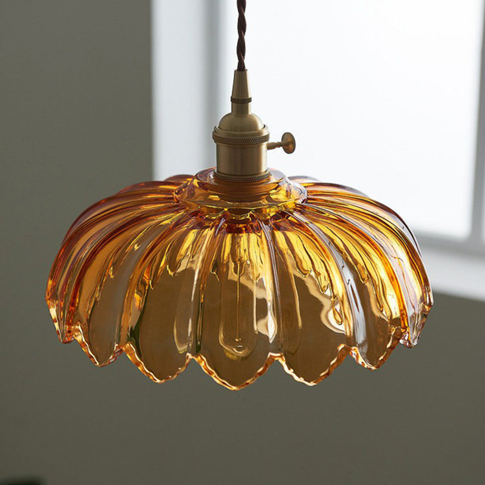 Nulina - Lampe Suspendue Vintage En Verre Avec Fleurs