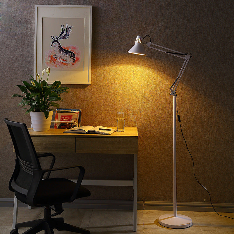 Lampadaire Sur Pied Pivotant Rond Rétractable Scandinave Contemporain À 1 Lampe Pour Chambre À Coucher