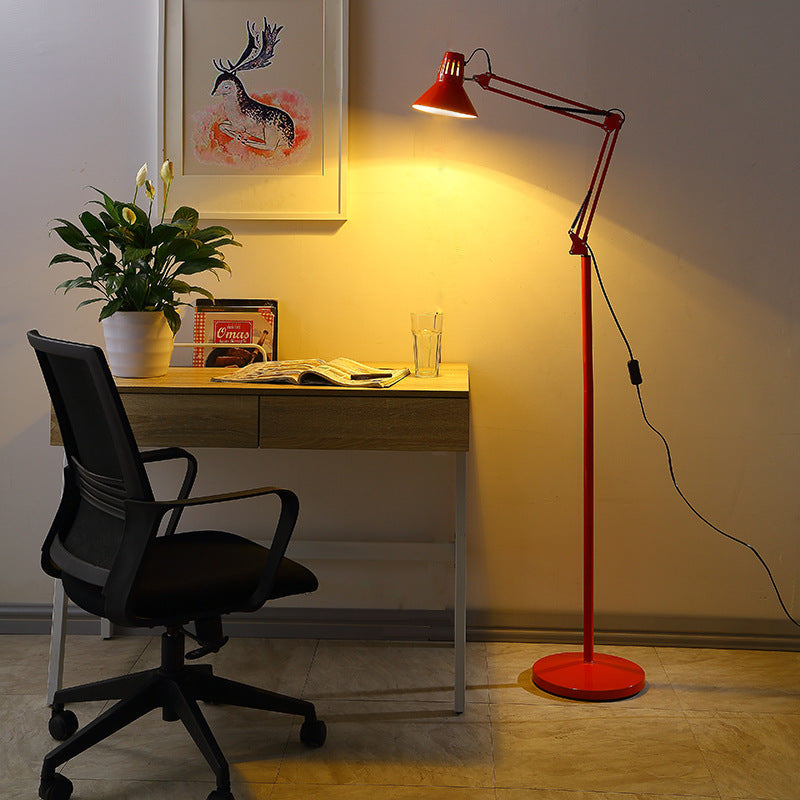 Lampadaire Sur Pied Pivotant Rond Rétractable Scandinave Contemporain À 1 Lampe Pour Chambre À Coucher