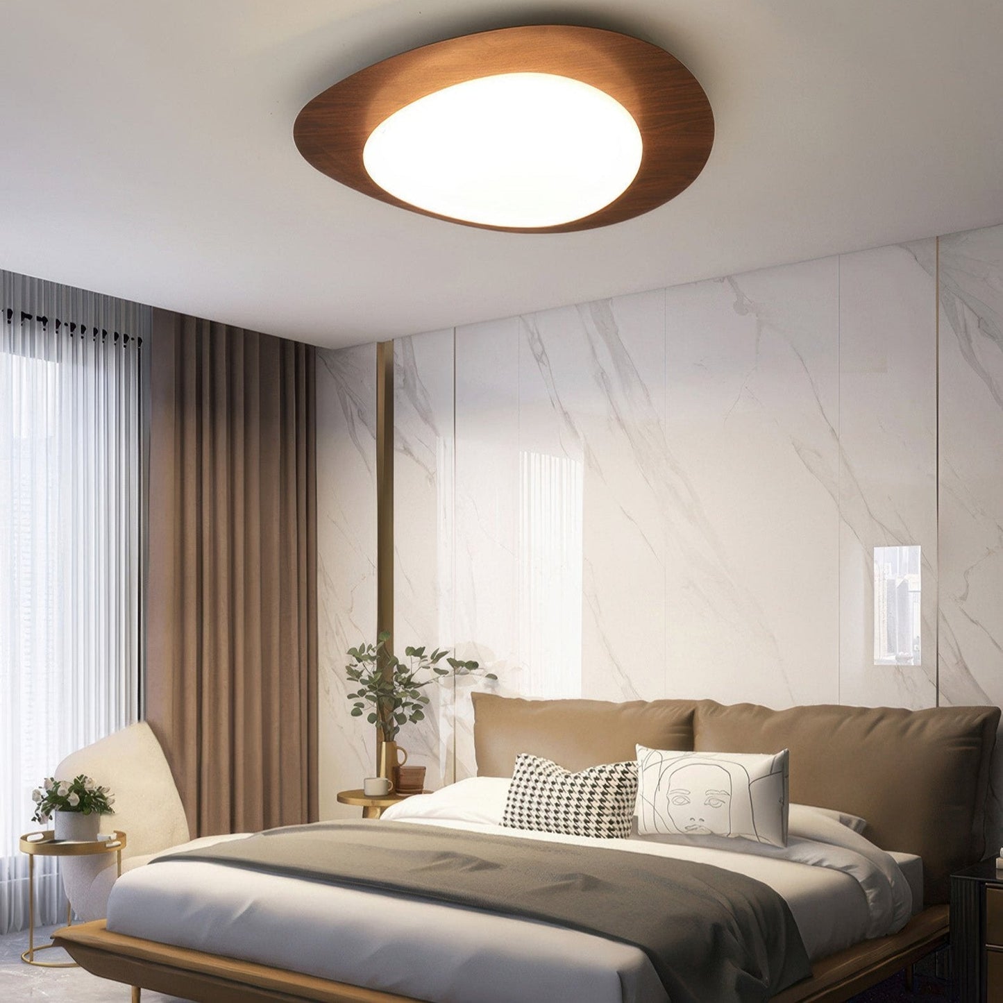 Plafonnier Scandinave En Grain De Bois Pebble