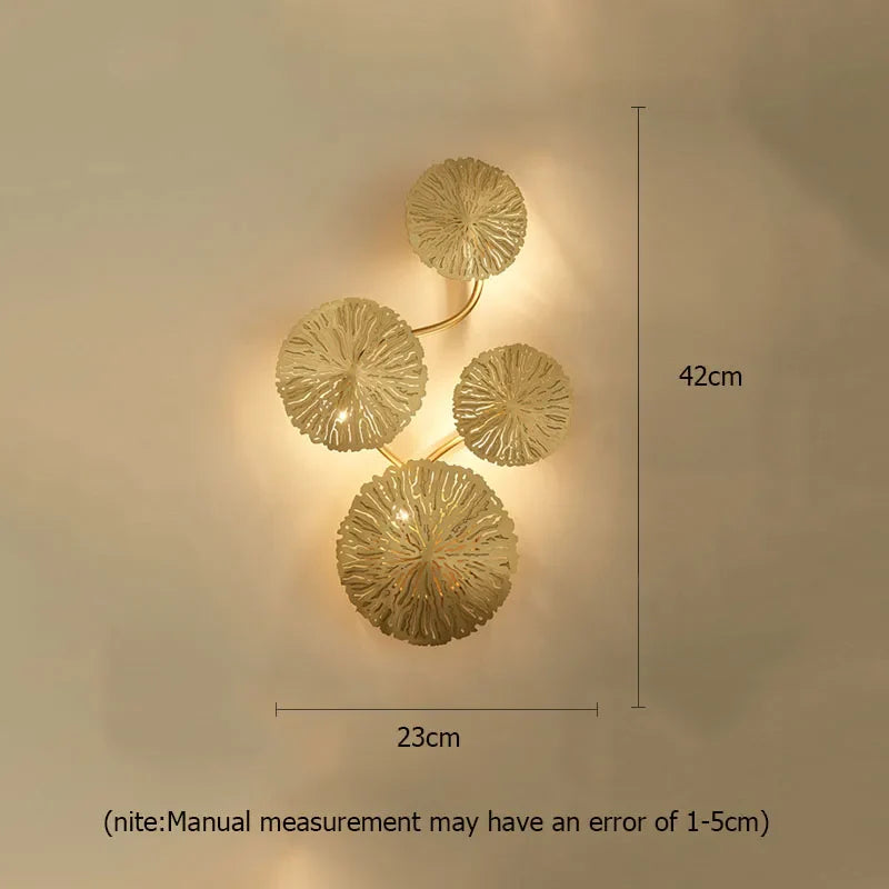 Applique Murale Ampoules G4 Cuivre Lustre Led Feuille De Lotus Doré Applique Murale Intérieure Vintage Rétro