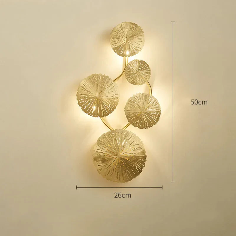 Applique Murale Ampoules G4 Cuivre Lustre Led Feuille De Lotus Doré Applique Murale Intérieure Vintage Rétro