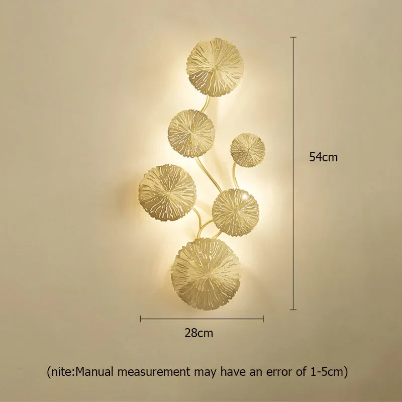 Applique Murale Ampoules G4 Cuivre Lustre Led Feuille De Lotus Doré Applique Murale Intérieure Vintage Rétro