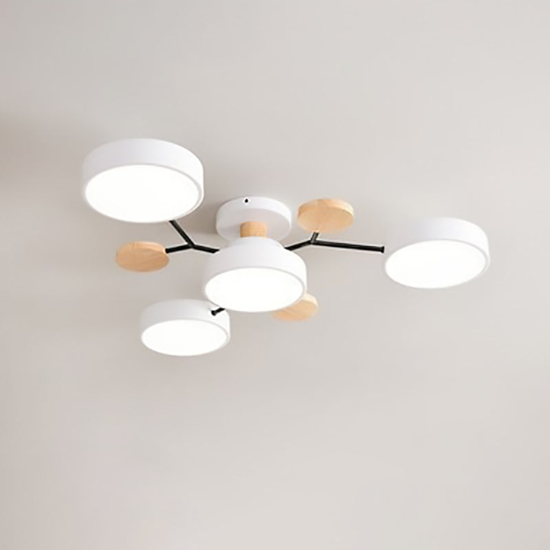 Plafonnier Semi-Encastré À Led De Style Scandinave Contemporain En Forme De Branche De Molécule Ronde Pour Le Salon