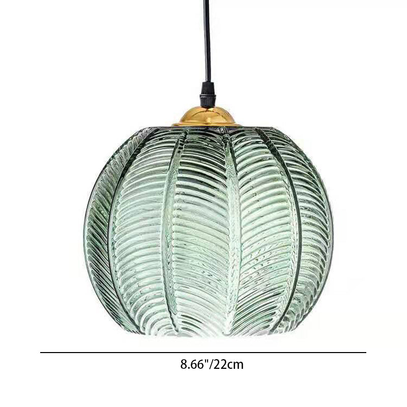 Suspension À 1 Ampoule En Verre À Motif De Feuille Verte De Style Contemporain Et Simple Pour Le Salon