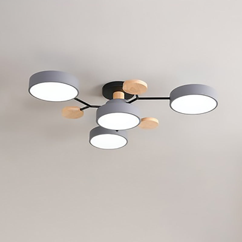 Plafonnier Semi-Encastré À Led De Style Scandinave Contemporain En Forme De Branche De Molécule Ronde Pour Le Salon