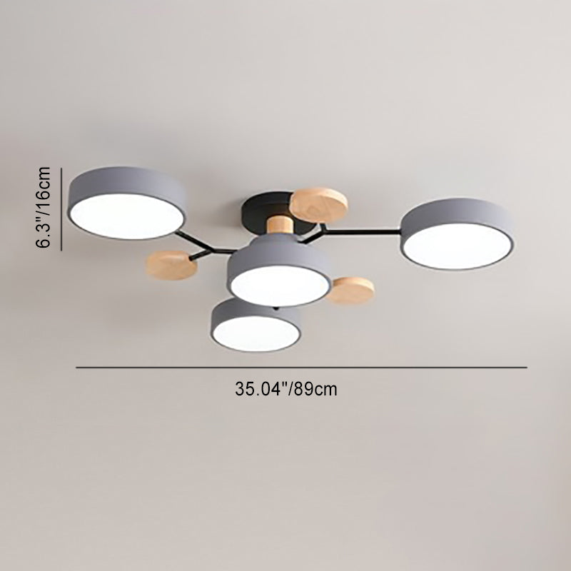 Plafonnier Semi-Encastré À Led De Style Scandinave Contemporain En Forme De Branche De Molécule Ronde Pour Le Salon