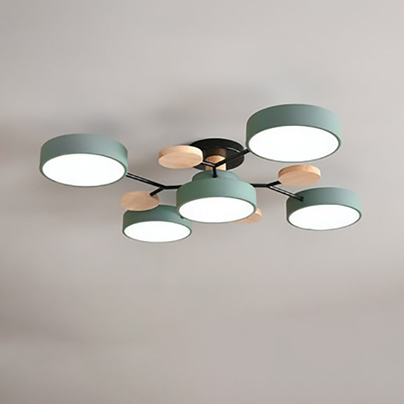 Plafonnier Semi-Encastré À Led De Style Scandinave Contemporain En Forme De Branche De Molécule Ronde Pour Le Salon