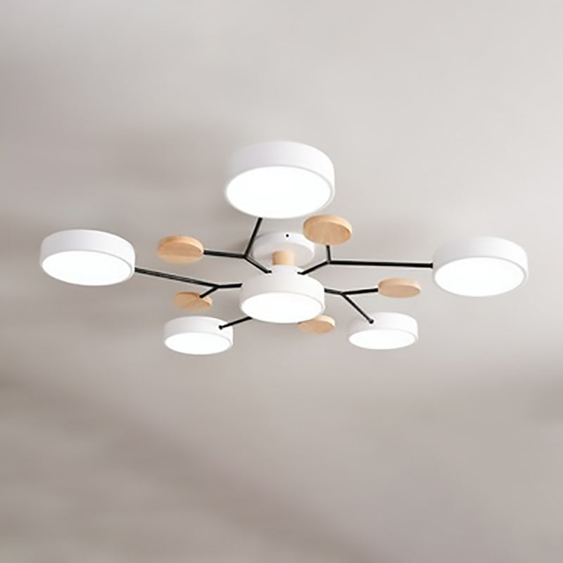 Plafonnier Semi-Encastré À Led De Style Scandinave Contemporain En Forme De Branche De Molécule Ronde Pour Le Salon