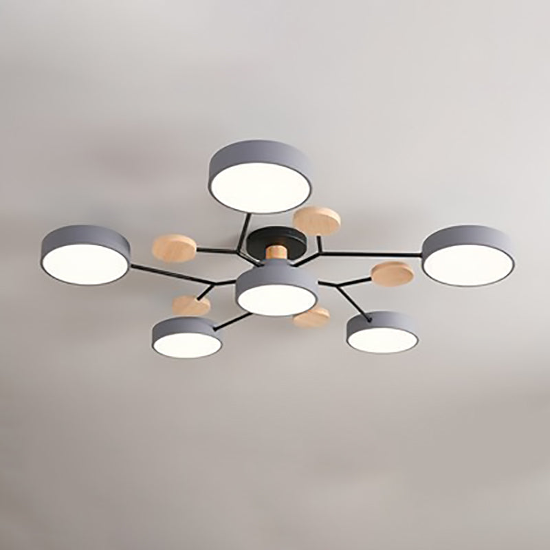 Plafonnier Semi-Encastré À Led De Style Scandinave Contemporain En Forme De Branche De Molécule Ronde Pour Le Salon