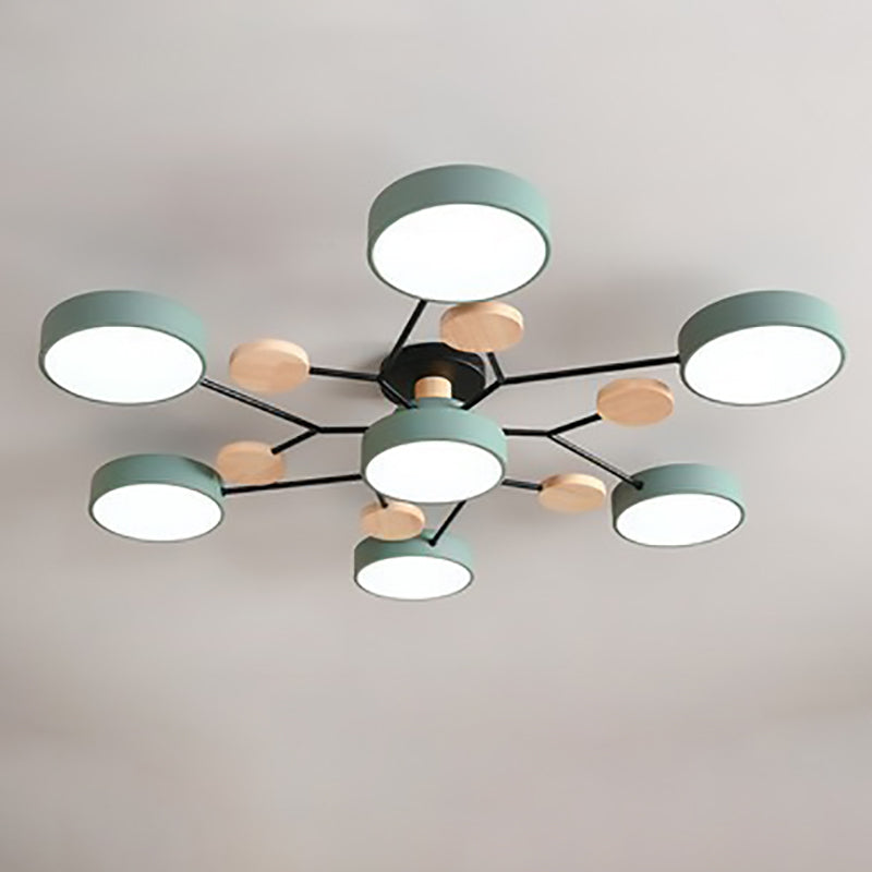 Plafonnier Semi-Encastré À Led De Style Scandinave Contemporain En Forme De Branche De Molécule Ronde Pour Le Salon
