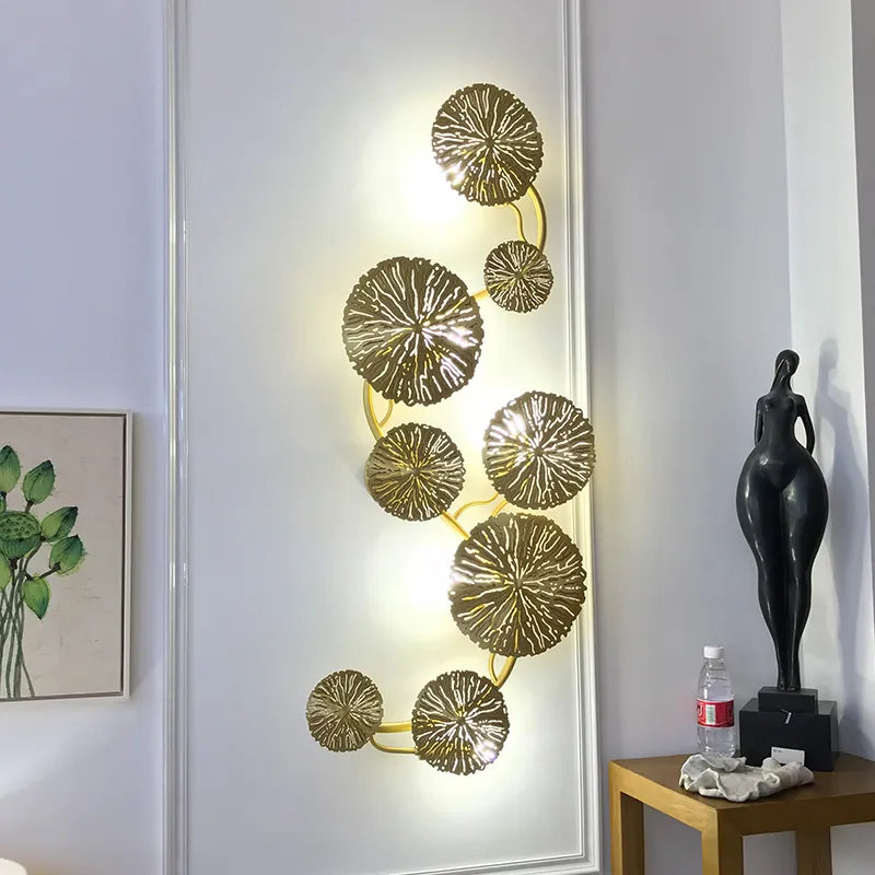 Applique Murale Ampoules G4 Cuivre Lustre Led Feuille De Lotus Doré Applique Murale Intérieure Vintage Rétro