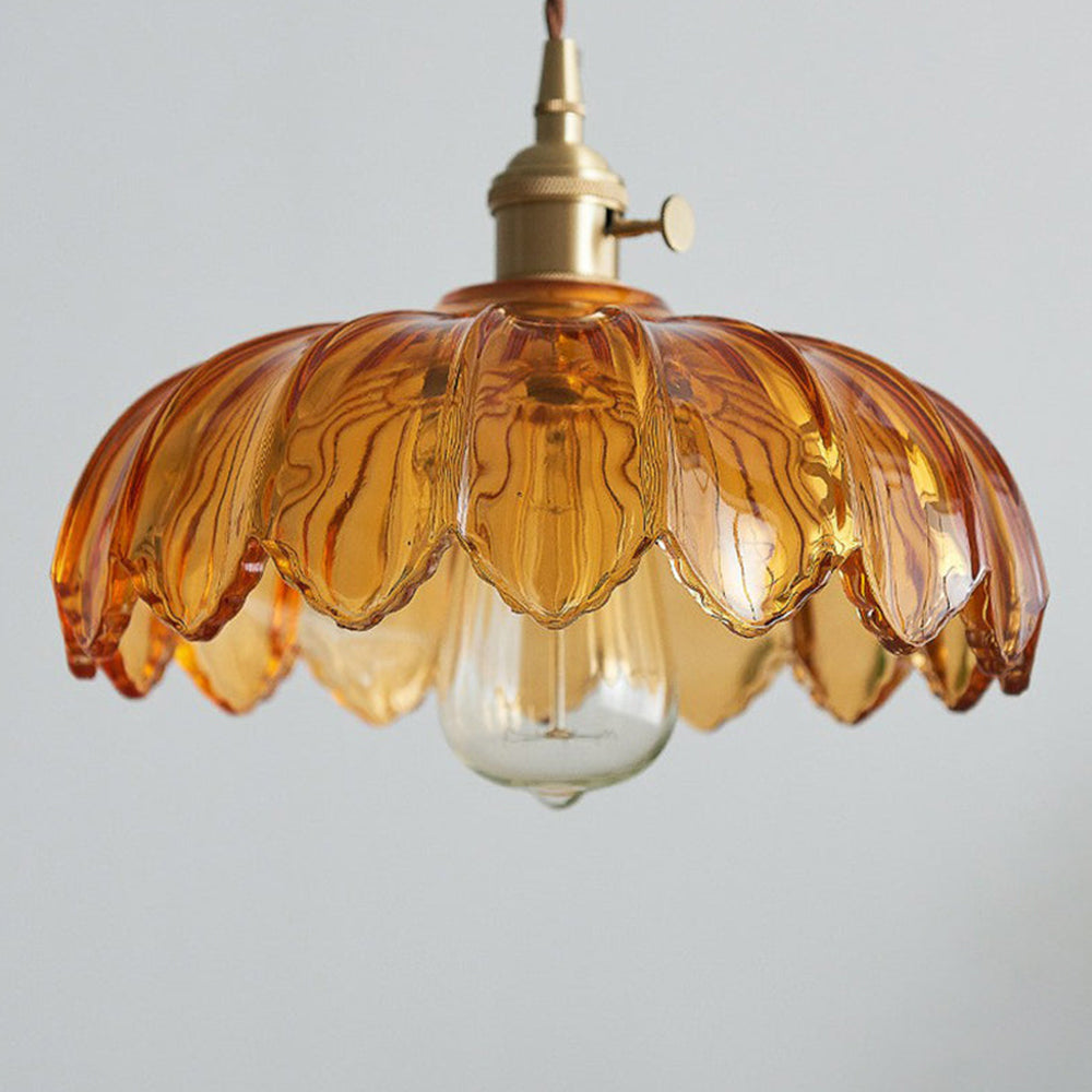 Nulina - Lampe Suspendue Vintage En Verre Avec Fleurs