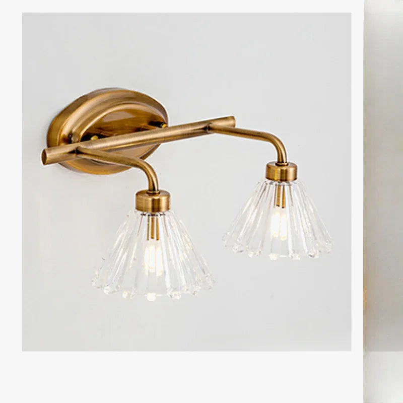 Applique Murale Vintage Led 2 Ou 4 Têtes Abat-Jour Bronze Clair