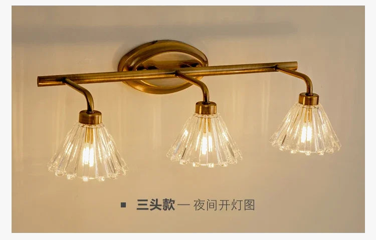 Applique Murale Vintage Led 2 Ou 4 Têtes Abat-Jour Bronze Clair