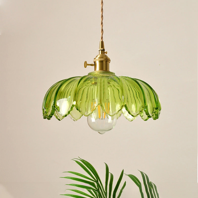 Nulina - Lampe Suspendue Vintage En Verre Avec Fleurs