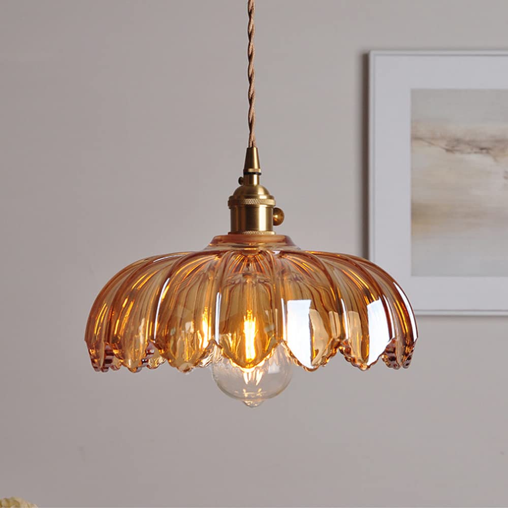 Nulina - Lampe Suspendue Vintage En Verre Avec Fleurs