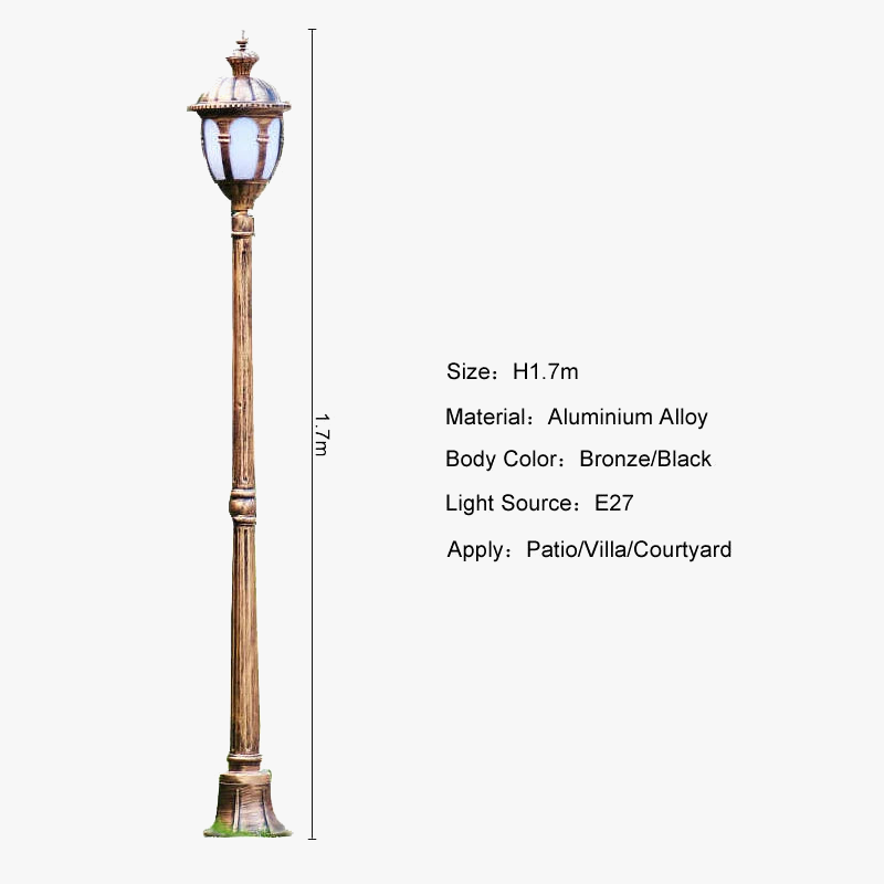 Lampadaire Antique Européen De Lumière De Jardin Imperméable Extérieure