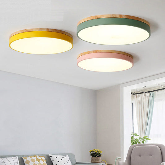 Plafonnier Led Encastré Rond En Fer Acrylique Macaron Minimaliste Moderne Pour Chambre À Coucher