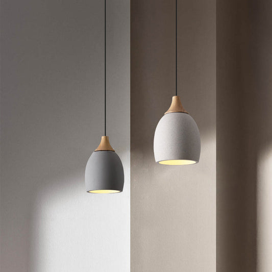 Suspension Traditionnelle Japonaise En Bois Massif Et Ciment À 1 Lampe Pour Salle À Manger