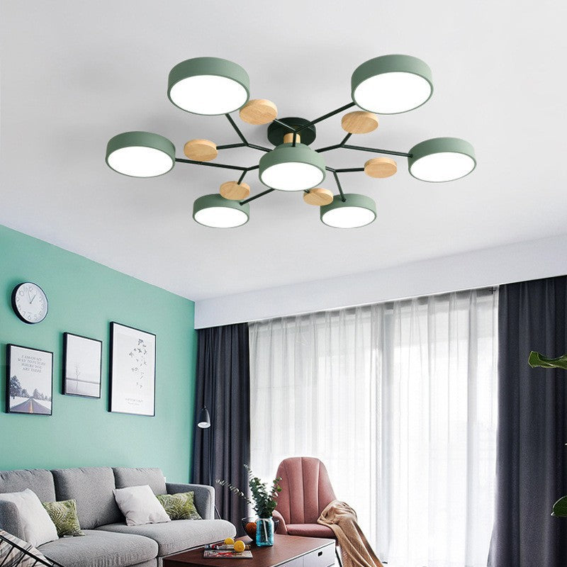 Plafonnier Semi-Encastré À Led De Style Scandinave Contemporain En Forme De Branche De Molécule Ronde Pour Le Salon