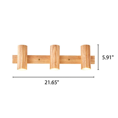 Applique Murale Moderne Minimaliste En Bois Avec Projecteur À 1/2/3 Lumières