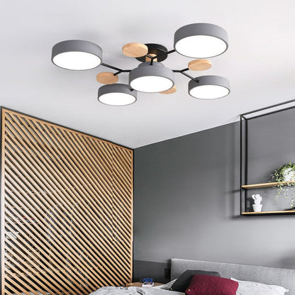 Plafonnier Semi-Encastré À Led De Style Scandinave Contemporain En Forme De Branche De Molécule Ronde Pour Le Salon