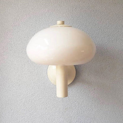 Applique Murale Nordique Vintage En Forme De Champignon En Verre Blanc Laiteux À 1 Ampoule