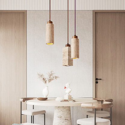 Lustre Japonais Wabi-Sabi En Bois Massif Et Pierre À 1/2/3 Lampes