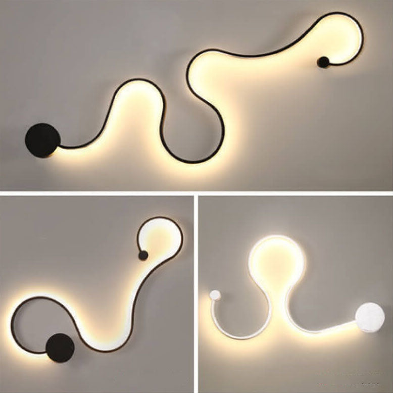 Applique Murale Moderne À Led Incurvée En Aluminium En Forme De Serpent À 1 Lumière