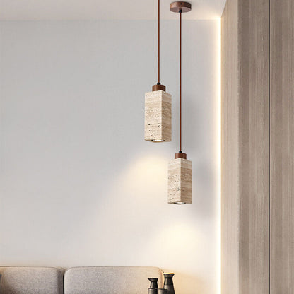 Lustre Japonais Wabi-Sabi En Bois Massif Et Pierre À 1/2/3 Lampes