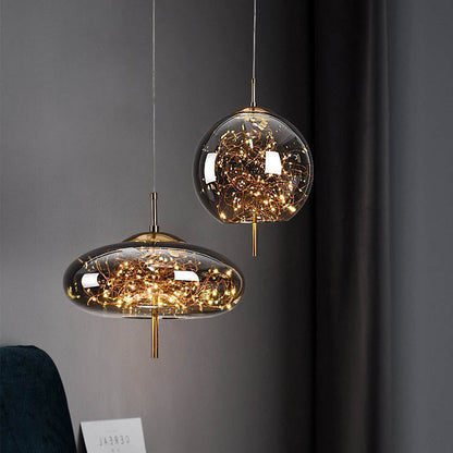 Lampe Suspendue En Verre Ovale Cylindrique Scandinave Moderne Avec 1 Point Lumineux Pour La Chambre