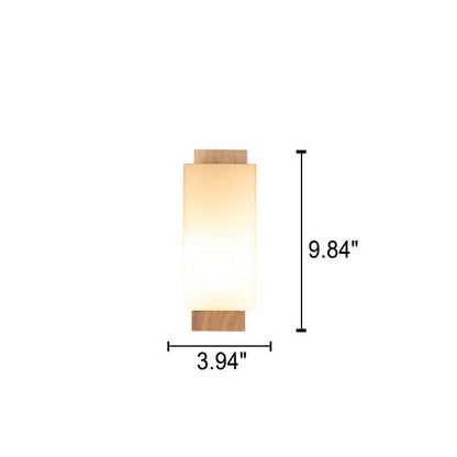 Applique Murale Moderne Minimaliste En Bois Massif À 1 Lampe Et Colonne Carrée En Verre