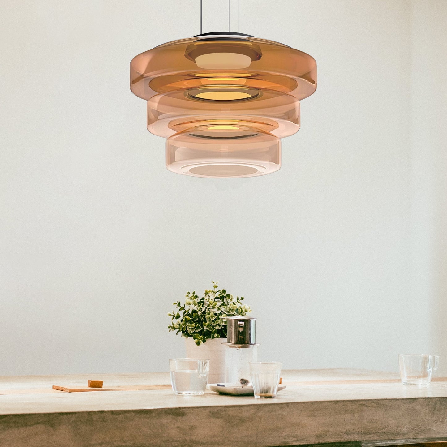 Naldor - Lampes suspendues en verre de style Bauhaus