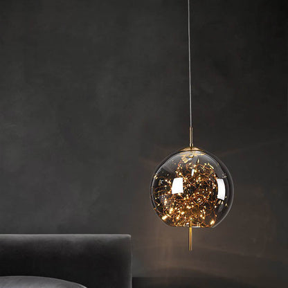 Lampe Suspendue En Verre Ovale Cylindrique Scandinave Moderne Avec 1 Point Lumineux Pour La Chambre