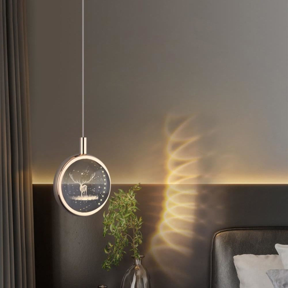 Lampe Suspendue Moderne Minimaliste À Led En Forme De Boule Ronde En Aluminium Et Cristal Pour Chambre À Coucher