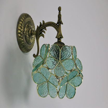 Applique Murale Européenne Vintage Tiffany En Verre Et Métal En Forme De Fleur À 1 Lumière