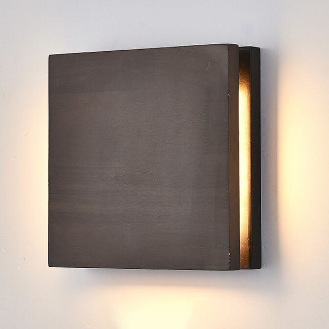 Applique Murale Led Rectangulaire En Bois Rond Japonais Wabi-Sabi