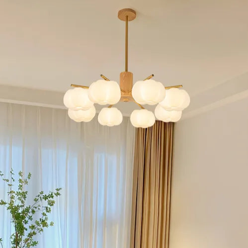 Lustre De Salon Créatif En Boules De Coton En Bois