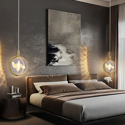 Lampe Suspendue Moderne Minimaliste À Led En Forme De Boule Ronde En Aluminium Et Cristal Pour Chambre À Coucher