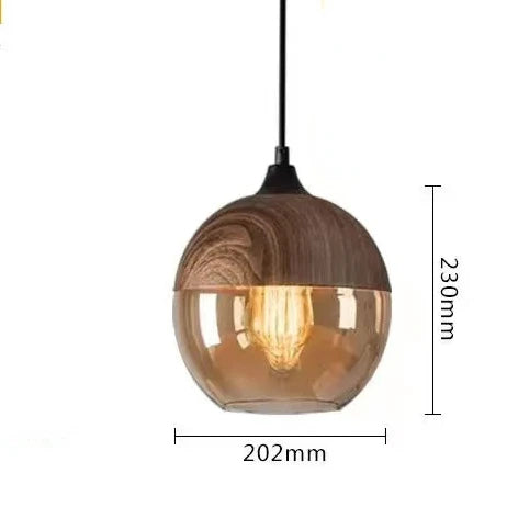 Lampe À Suspension Luxueuse Jevaglo En Verre Et Bois