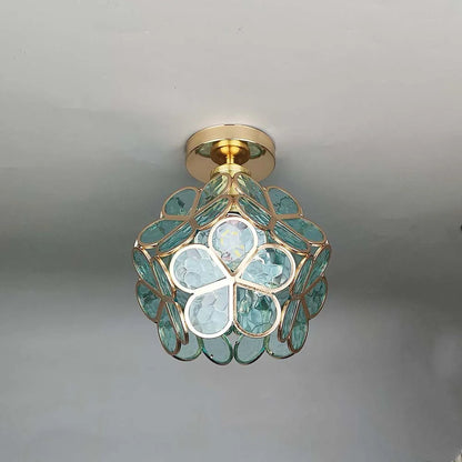 Plafonnier design en verre pour couloir, style floral